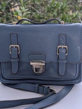 kate spade Navy Blue Pebbled Leather Messenger Satchel